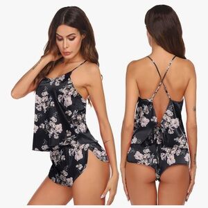 Elegant Floral Satin Pajama Set